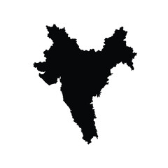 Black silhouette map of himachal pradesh india