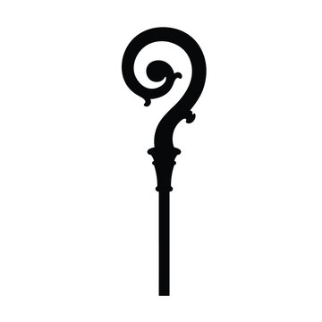 Elegant ornate crook staff silhouette design element