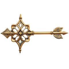 A Gilded Arrow with Gothic Quatrefoils Medieval Cat Isolated on Transparent Background