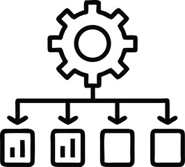 Black Line Icon Of Hierarchical Structure With Gea (1)