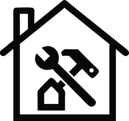 Black Line Icon Of House Renovation With Tools Ins (1)