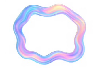 Wavy holographic frame creating empty space with transparent background, perfect for modern and futuristic designs