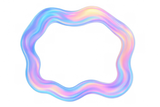 Wavy holographic frame creating empty space with transparent background, perfect for modern and futuristic designs