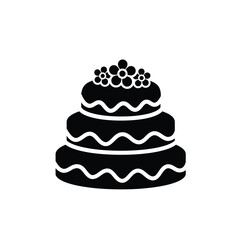 Delicious three tiered wedding cake icon design