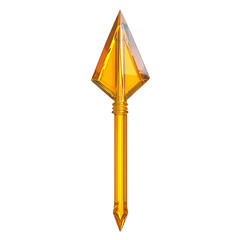 Futuristic Arrow with Striking Facets in Electric Yellow Isolated on Transparent Background