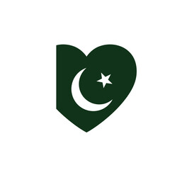 Pakistan flag heart shape patriotic symbol love