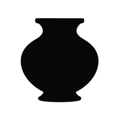 Simple black silhouette vase design element