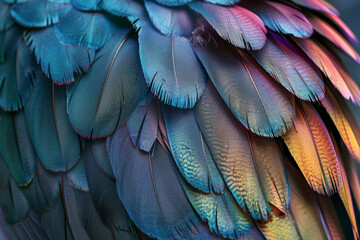 Close-up of Vividly Colored Bird Feathers