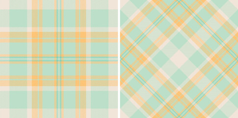 Pastel plaid patterns in mint green and peach.  Perfect for textile design, wrapping paper, scrapbooking, or website backgrounds.  Soft, calming aesthetic evokes feelings of spring and tranquility.