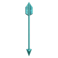Contemporary Arrow with Crisp Lines in Bright Cyan Isolated on Transparent Background