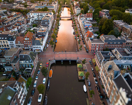 Aerial View over Haarlem canals in the Netherlands