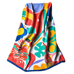 Retro Beach Towel with Giant Funky Patterns Isolated on Transparent Background