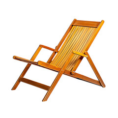 Minimalist Reclining Wooden Beach Chair with a Comp Isolated on Transparent Background
