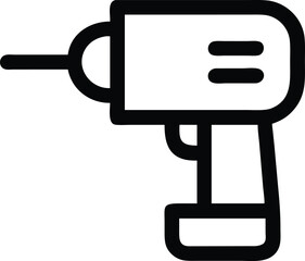 Black Line Icon Of Repair Shop With Wrench And Gea