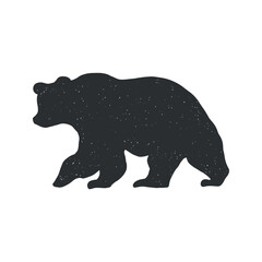 Fototapeta premium Logo, emblem of a bear. Bear silhouette hand drawn vector illustration. Wild animal. Vintage engraving isolated grizzly illustration ink sketch. Hand drawn vector image