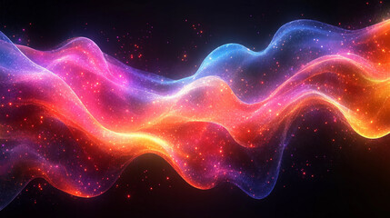 Obraz premium Vivid colorful glowing waves creating abstract shapes in a mesmerizing cosmic and energetic atmosphere