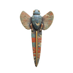 A Stone Arrow with Egyptian Scarab Beetles Rebirth Isolated on Transparent Background