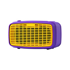 Fototapeta premium Purple and yellow portable retro speaker isolated on a white background