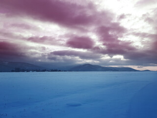 Beautiful winter snow landscape background.