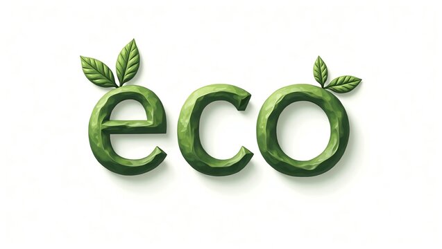 Sustainable practices represented by green eco lettering with leaves