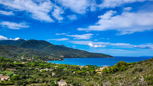 Fascinating view of the painting part of the Mediterranean island Elba near the town Procchio in Tuscany, Italy.