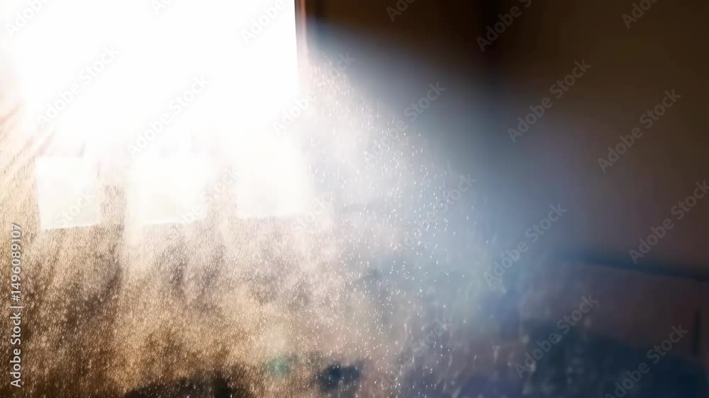 Canvas Prints golden dust particles slowly falling with light shining through abstract background