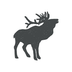 Moose silhouette illustration. Logo, emblem of a moose. Vector illustration isolated on a white background.