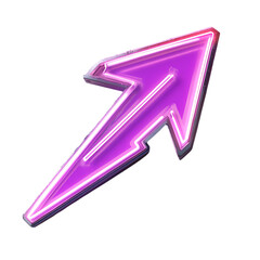 Futuristic Arrow with Innovative Details in Neon Pu Isolated on Transparent Background