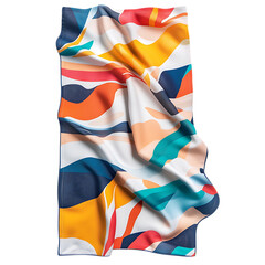 Modern Beach Towel with Large Asymmetric Digital De Isolated on Transparent Background