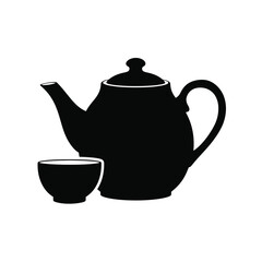 Teapot and teacup silhouette simple design
