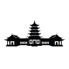 Fototapeta premium Asian temple complex silhouette peaceful architecture