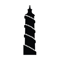 Spiral staircase tower black silhouette icon