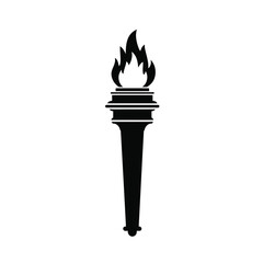Black silhouette torch icon olympic flame symbol © dipu