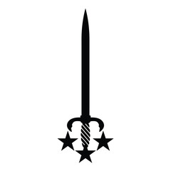 Sword with three stars military rank emblem