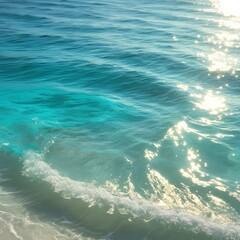 Crystal Clear Ocean Wave with Sunlight Sparkles, Generate AI