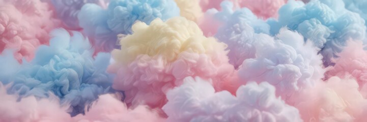 Fuzzy pink, blue, and yellow gradient; cotton candy texture , visual, digital
