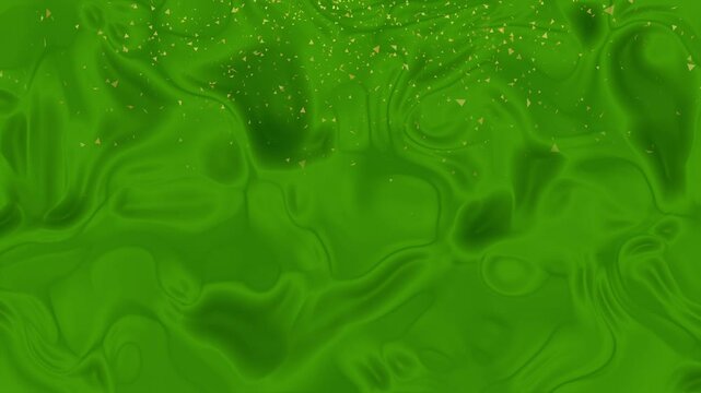 Green liquid with golden sparkles. Suitable for eco-friendly branding, abstract backgrounds, skincare product packaging, and magical potion concepts.