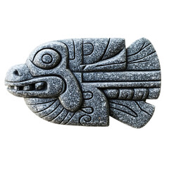 A Stone Arrow with Olmec Feathered Serpents Quetzal Isolated on Transparent Background