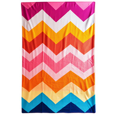 Vibrant Beach Towel with Oversized Chevron Pattern Isolated on Transparent Background