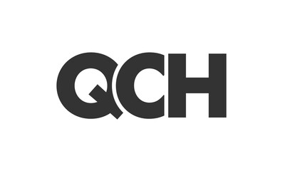QCH logo design template with strong and modern bold text. Initial based vector logotype featuring simple and minimal typography. Trendy company identity.