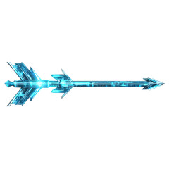 Futuristic Arrow with Digital Precision in Electric Blue Isolated on Transparent Background