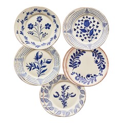 Set of Five Blue and White Decorative Plates