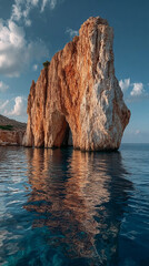 Harmonious rock formations rise gracefully against the calm backdrop of the sea. A peaceful and meditative coastal scene symbolizing balance, nature&rsquo;s beauty, and timeless tranquility.
