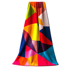 Vibrant Beach Towel with Large Colorful Geometric Pattern Isolated on Transparent Background