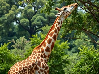Obraz premium Majestic Giraffe Standing Tall in a Lush African Savannah