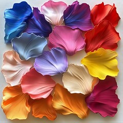 Colorful flower petals arranged in a design.