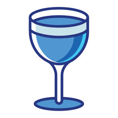 Blue Line Art Of Wine Glass With Drink On White Ba (1)