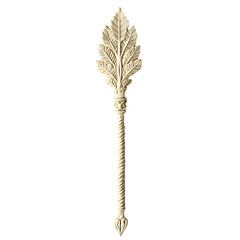 Minimal Arrow with Fine Intricate Detailing in Cream Isolated on Transparent Background