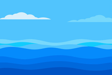 Crystal Clear Blue Sea and Azure Sky Wallpaper Vector Illustration Background