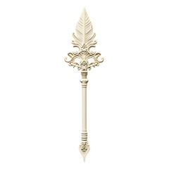 Artistic Arrow with Intricate Details in Soft Ivory Isolated on Transparent Background